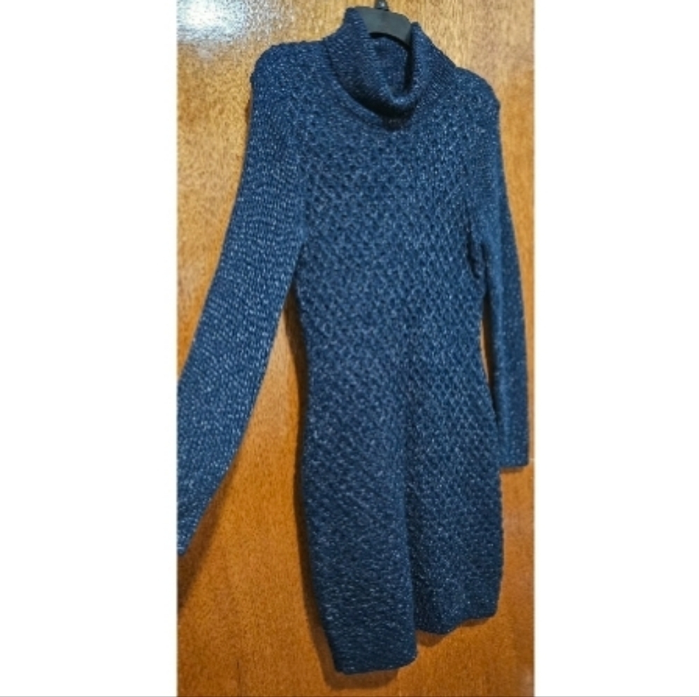 Apt.9 High Neck Sweater Dress with Lurex, Night Magic Color Size M - Picture 4 of 12